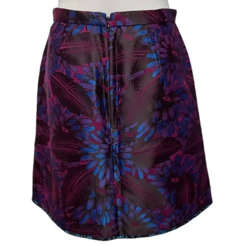 J. Crew Floral Jacquard Mini Skirt‎ Size 4 Purple Midnight Embroidered NWT